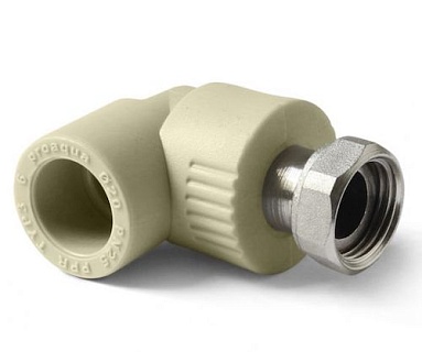 Колено с накидной гайкой (метал.штуцер) 25*3/4" серый (20/100) ПРО АКВА (РА29214G)