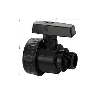 Кран шаровый 3/4" г/ш, РАЗБОРНЫЙ, ручка - бабочка, из высокопрочного АБС MAK (4701)