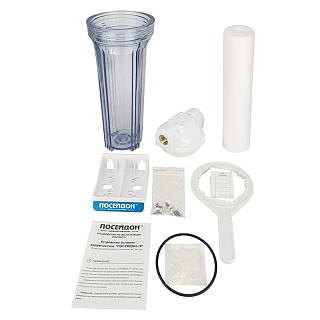 Колба Slim 10" ПОСЕЙДОН-1Р" прозр. 3/4 2-х составная в комп. ключ, кронштейн 