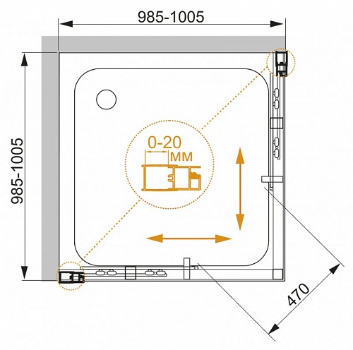 ДУШЕВОЙ УГОЛОК CEZARES MOMENTO-A-2 100-C-Cr