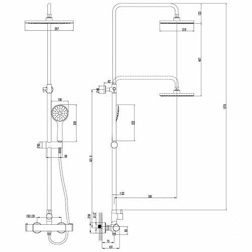 Душевая система "YETI" (7860С) термостат без излива LEMARK 