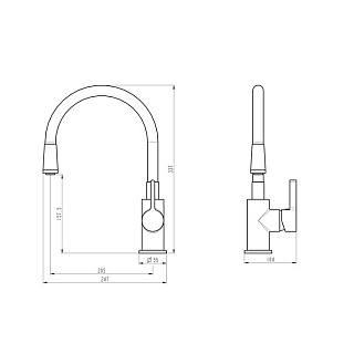 Смеситель д/кухни "AISAI" (AIS-1017) черный с гибким изливом TOKITO 