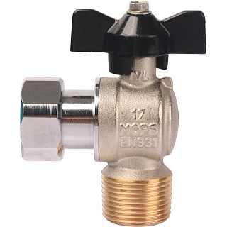 Кран шар. с нак. гайкой угл., баб. НР 3/4x3/4 (SVB-0010-000020) STOUT