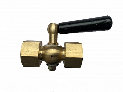 Кран трехходовой G1/4-G1/4 (вн.-вн.) 2,5Мпа, с фторопластовой прокладкой и натяжной гайкой, латунь