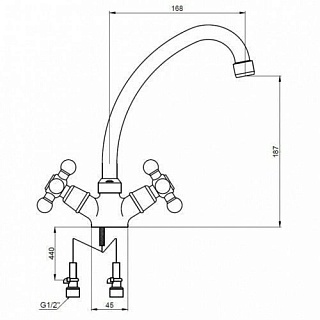 Смес д/кухни Kaiser Carlson Eco крест (11063)