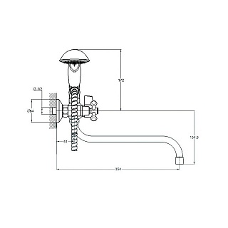 Смеситель д/ванны G-lauf (QML7-A856) крест кер., карт. перекл.