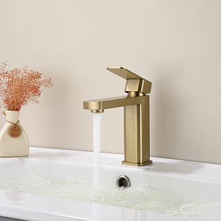 Смеситель д/умывальника "AOMORI" (AOM-1011BG) нерж, браш.золотоTOKITO