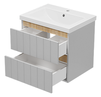 Комплект мебели 60 "Грэй-60" подвесной 2 ящика серый MISTY (ум.Como-60) СНЯТО С ПРОИЗВОДСТВА