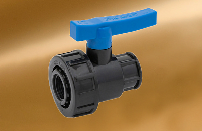 Кран шаровый компрессионный разъёмный   ПНД 3/4*3/4" (ВР/ВР) ТПК АКВА (10/50)