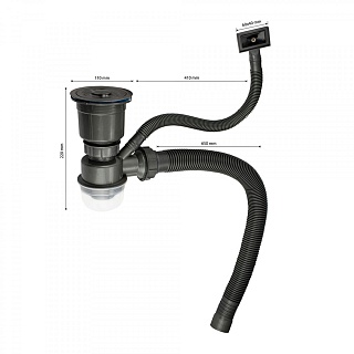 Мойка нерж врезная  FABIA PROFI 50х50 (3,0х1,0 220) ГРАФИТ ДИЗАЙН с отверстием (сифон+корзина+коврик) 505033G