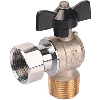 Кран шар. с нак. гайкой угл., баб. НР 3/4x3/4 (SVB-0010-000020) STOUT