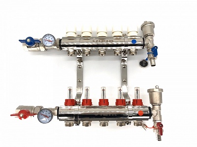 Коллектор с расходомерами 4-вых Латунь с кранами (VR112-04) (3)