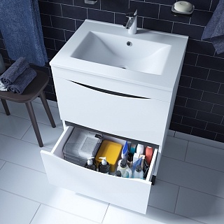 Комплект мебели 60 "Cloud-60" напольная, белый глянец эмаль 2 ящ. IDDIS (ум.Cloud-60) CLO60WFi95K