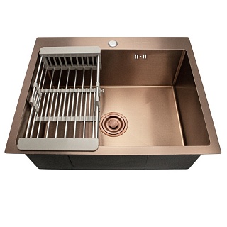 Мойка нерж врезная  FABIA PROFI 60х50 (3,0х0.8 200) МЕДЬ с отверстием (сифон+корзина) 60503М снято с производства