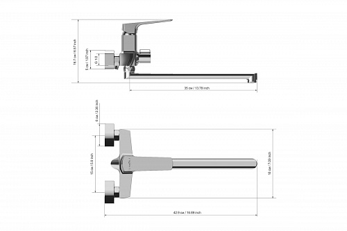 Смеситель д/ванны "Sendai" (SEN-1015) длинный излив TOKITO