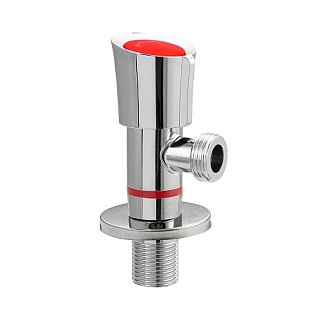 Кран MAGNUS металлокерамика угловой, ХРОМ, поворот вокруг оси на 360, 1/2"х1/2"Красный (9274) 