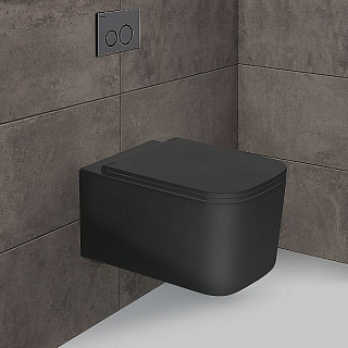 Унитаз подвесной безободковый Vincea черный мат.сиденье slim м/л  VT1-32MB