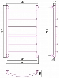 Полотенцесушитель Сунержа Галант 800х500 00-0100-8050