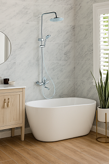 Смеситель д/душа G-lauf (NUD16-A045YB) ЧЕРНЫЙ МАТ, на стационарной стойке ф35 