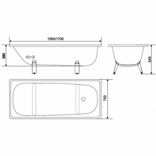 Ванна сталь эм. 1,5х0,75 Караганда "CLASSIC" 