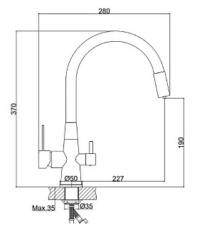 Смеситель д/кухни Haiba HB76858-7 под фильтр гибкий излив черный/хром