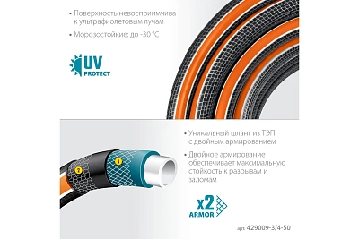 Шланг полив. Grinda ULTRA  6-и слойн., 25атм, двойное армир. PROLine 3/4" - 25 м /бухта (429009-3/4-25)