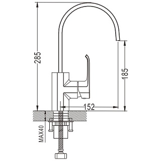 Смеситель д/кухни ROSE черный/хром R1313H