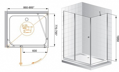 ДУШЕВОЙ УГОЛОК CEZARES TRIUMPH-AH-1 90/100-C-Cr-R