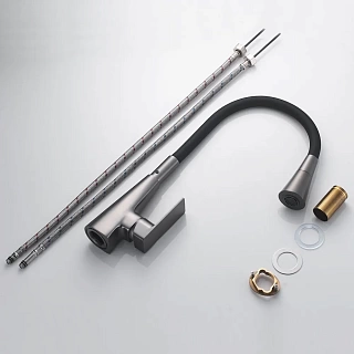 Смеситель д/кухни SHEVANIK гибкий излив оружейная сталь S543T-3