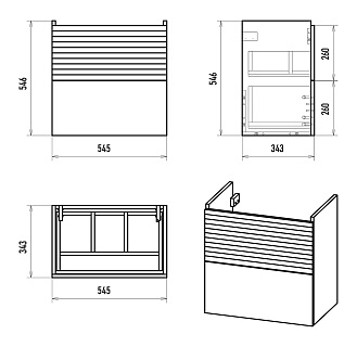 Комплект мебели 60 "Форест-60"  подвесная 2 ящ. Дуб Вотан / Антрацит MISTY (ум.Томь-60)