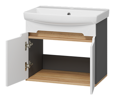 Комплект мебели 60 "Сканди-60" подвесная 2 дв. бел./графит MISTY (ум.Клермонт-60)