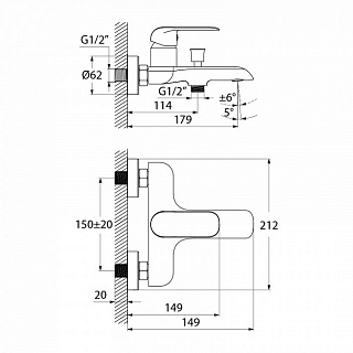 Смеситель для ванны, белый/хром, Calipso, IDDIS, CALSB00i02WA