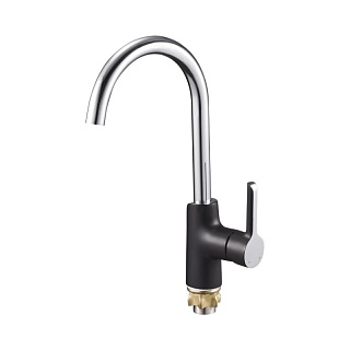 Смеситель д/кухни G-lauf (ZOK4-A036YB) лат ф35 ЧЕРН.МАТ./ХРОМ экономия воды, гайка