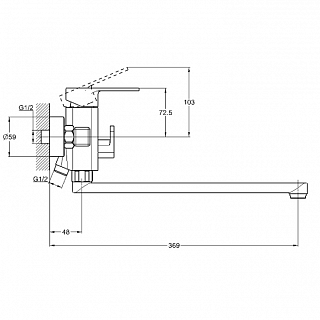 Смеситель д/ванны G-lauf (NEB7-B123) ф35 длинный излив