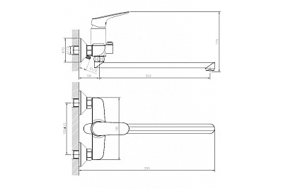 Смеситель д/ванны "Katagami" (KAT-1015) длиный излив TOKITO снято с производства