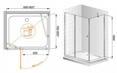 ДУШЕВОЙ УГОЛОК CEZARES ELENA-AH-1 100/90-P-Cr-L