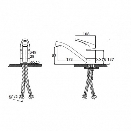 Смес д/раковины Kaiser Country поворотный (66211/66215)