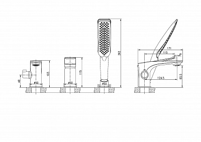 Смеситель врезной на борт ванны 3 отверстия "ALLEGRO" (LM5945CW) LEMARK 