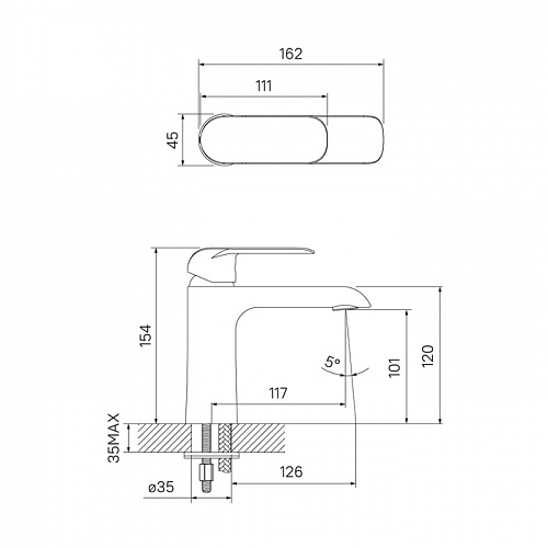 Смеситель для умывальника, белый/хром, Calipso, IDDIS, CALSB00i01