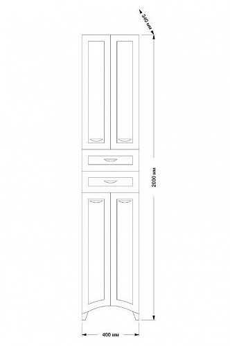 Пенал напольный "Дрея" 40см 2 ящ.  белый  MISTY