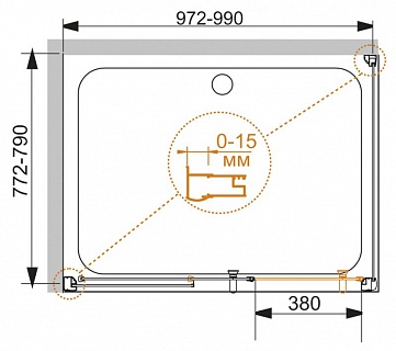 ДУШЕВОЙ УГОЛОК CEZARES PRATICO-AH-1 100/80-P-Cr