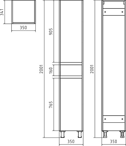Пенал напольный "Алиса" 35см левый MISTY