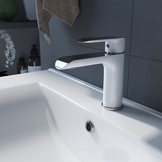 Смес. д/умывальника  Calipso CALSB00i01 белый/хром