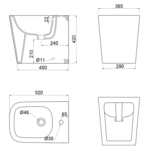 Биде напольное Belbagno ALBANO BB120B