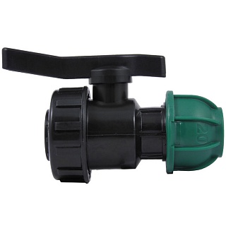 Кран шаровый компрессионный разъёмный ПНД 20*1/2" (вн.рез.) ТПК АКВА (10/60)