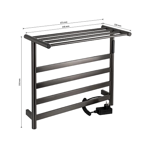 Полотенцесушитель "Kraftte" 510х575 П4 с полкой ГРАФИТ электро САНАКС 44020