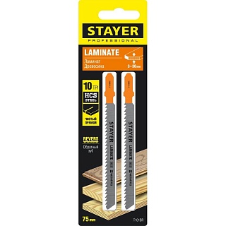 Полотна STAYER, T14DP, д/эл/лобзика, HCS, по дерев,прямой рез, EU, шаг4мм,75мм, 15983-4_z01 УПАКОВКА