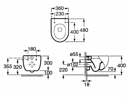 Унитаз подвесной ROCA "Meridian-N"  с сидением микролифт (346248000/ZRU9307606)