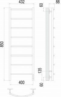 Полотенцесушитель "Классик" 400х850 П8 электро TERMINUS