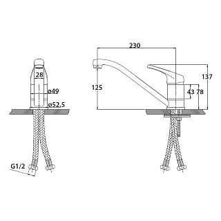Смес д/кухни Kaiser County ф40 (хром) (66231/66233)